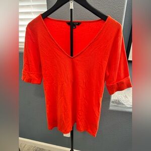 Ralph Lauren Women's Bright Orange V-Neck Tee